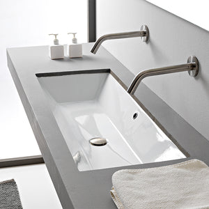 Rectangular White Ceramic Trough Undermount Sink