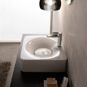 Rectangular White Ceramic Wall Mounted or Vessel Sink