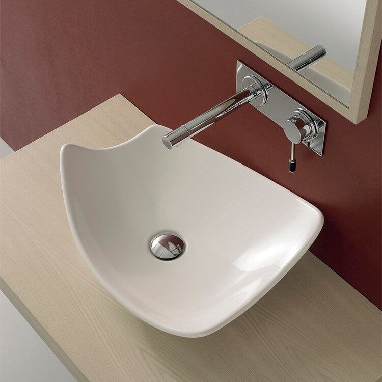 Rectangular White Ceramic Vessel Sink