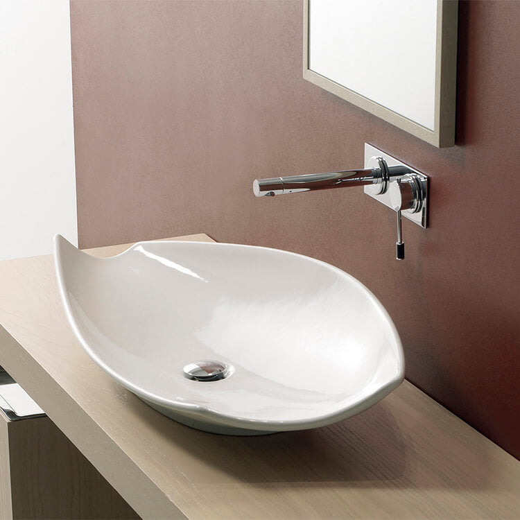 Oval-Shaped White Ceramic Vessel Sink