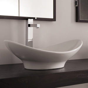 Oval-Shaped White Ceramic Vessel Sink