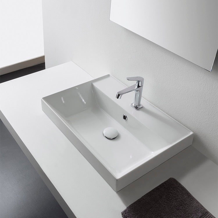 Rectangular White Ceramic Drop In Sink