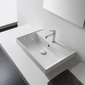 Rectangular White Ceramic Drop In Sink