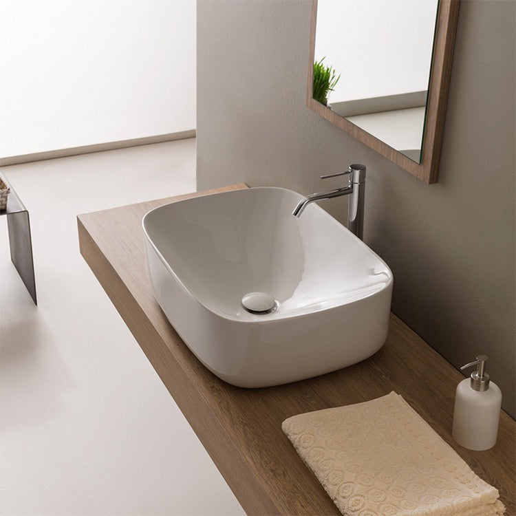 Round White Ceramic Vessel Bathroom Sink