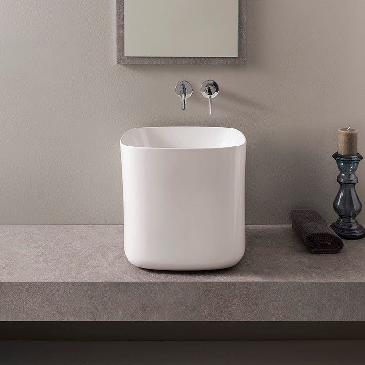 Round White Ceramic Vessel Bathroom Sink