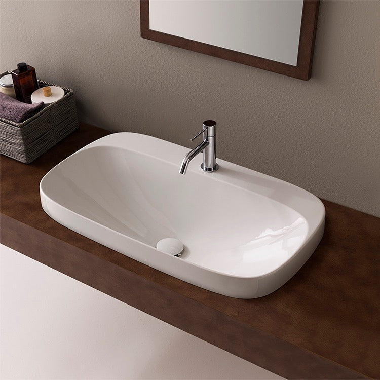 Oval White Ceramic Drop In Sink