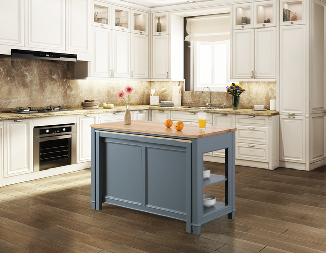 Medley 54" Kitchen Island With Slide Out Table - Gray