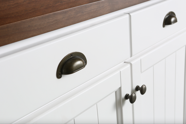 Monterey 80" Kitchen Island in White Cabinet Finish and Wood Countertop