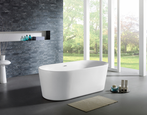 67" Acrylic Oval Double Ended Flatbottom Freestanding Bathtub in Glossy White
