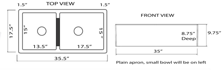 Nantucket Sinks 60/40 Double Bowl Farmhouse Apron Fireclay Sink Hyannis-36-DBL