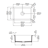 BOCCHI 1360-001-KIT1 Kit: 1360 Sotto Dual-mount Fireclay 27 in. Single Bowl Kitchen Sink with Protective Bottom Grid and Strainer & Workstation Accessories