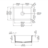 BOCCHI 1360-020-0120 Sotto Dual-mount Fireclay 27 in. Single Bowl Kitchen Sink with Protective Bottom Grid and Strainer in Matte Dark Gray