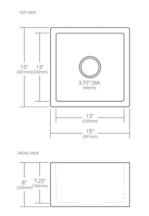 Native Trails NSB1515-A Ventana Native Stone Under Mount Bar/Prep Sink, Ash