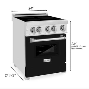 ZLINE 24 in. 2.8 cu. ft. Legacy Induction Range with 4 Element Cooktop and Electric Oven in Stainless Steel and Black Matte Door (RAIND-BLM-24)