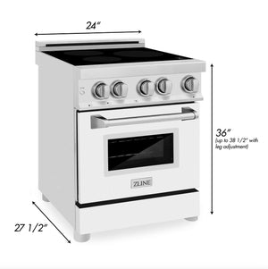ZLINE 24 in. 2.8 cu. ft. Legacy Induction Range with 4 Element Cooktop and Electric Oven in Stainless Steel and White Matte Door (RAIND-WM-24)