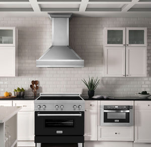 ZLINE 36 in. 4.6 cu. ft. Legacy Induction Range with 5 Element Cooktop and Electric Oven in DuraSnow® Stainless Steel and Black Matte Door (RAINDS-BLM-36)