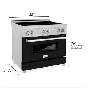 ZLINE 36 in. 4.6 cu. ft. Legacy Induction Range with 5 Element Cooktop and Electric Oven in DuraSnow® Stainless Steel and Black Matte Door (RAINDS-BLM-36)