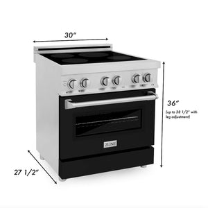ZLINE 30 in. 4.0 cu. ft. Legacy Induction Range with 4 Element Cooktop and Electric Oven in Stainless Steel and Black Matte Door (RAIND-BLM-30)