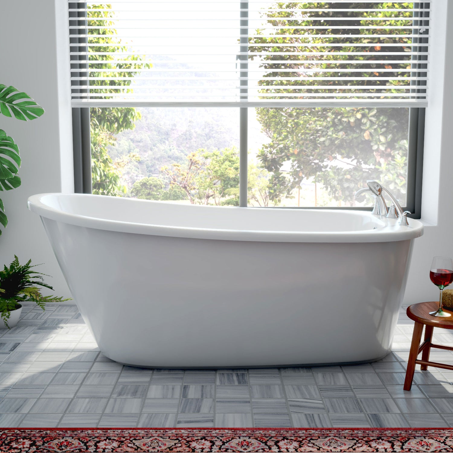 DreamLine Seneca 60 in. L x 25 in. H White Acrylic Freestanding Bathtub