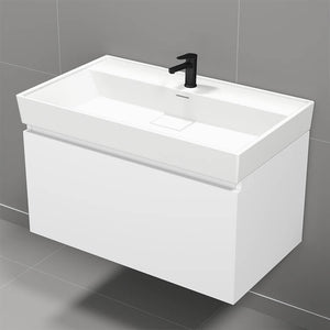 32" Bathroom Vanity, Modern, Wall Mounted, Glossy White