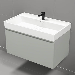 Modern Bathroom Vanity, Wall Mount, 32", Grey Mist