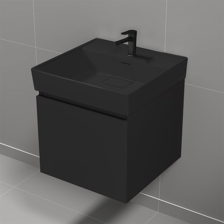Small Bathroom Vanity, Modern, 18", Black