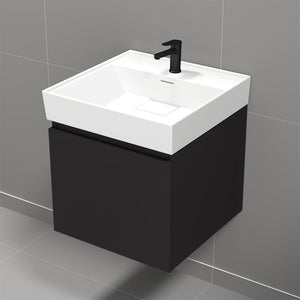 Small Bathroom Vanity, 18", Modern, Wall Mounted, Black