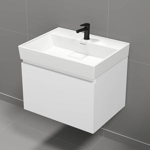 Wall Mounted Bathroom Vanity, Modern, 24", Glossy White