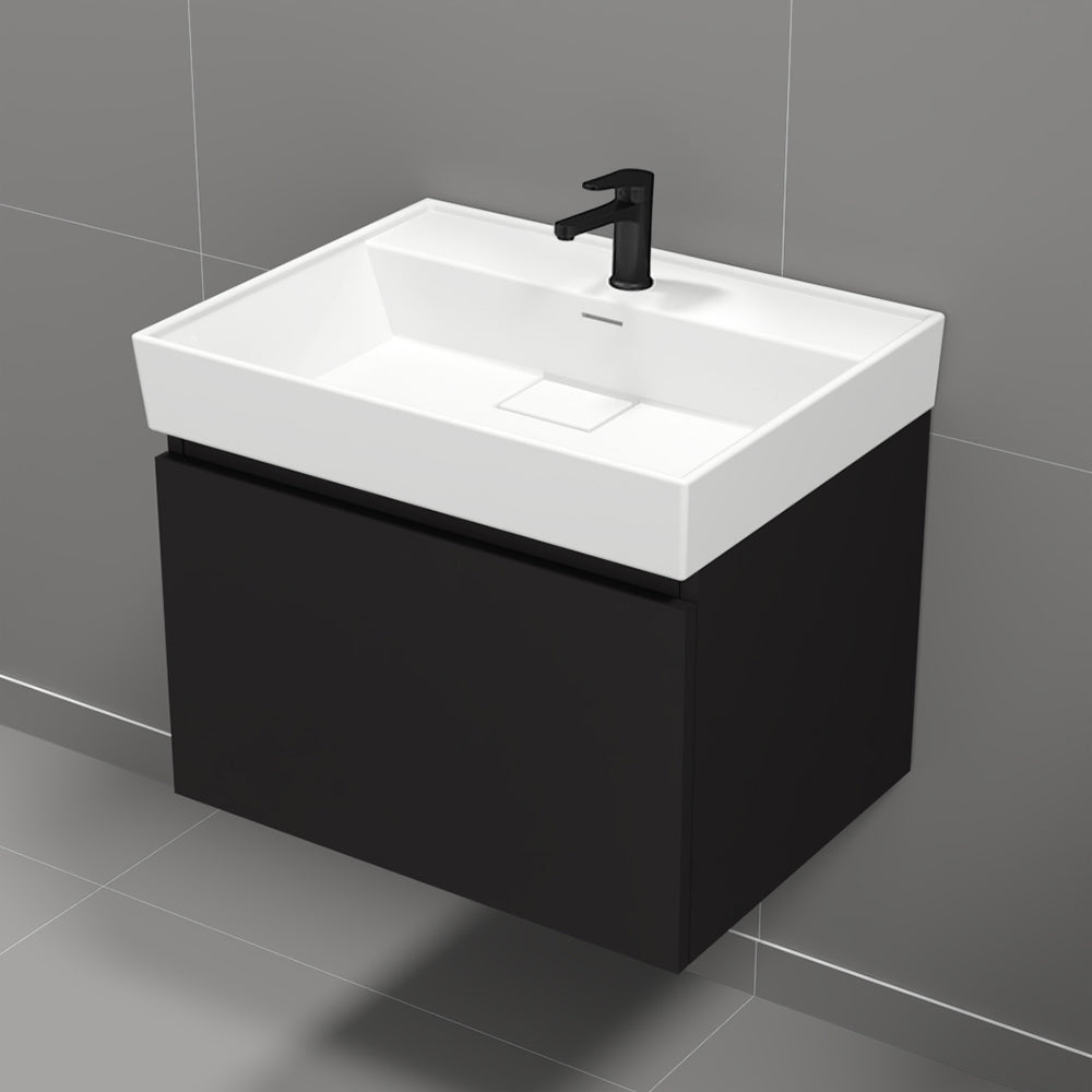 Black Bathroom Vanity, Floating, 24"