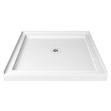 DreamLine Aqua-Q Fold 36 in. D x 36 in. W x 74 3/4 in. H Frameless Bi-Fold Shower Door in Brushed Nickel with White Base Kit
