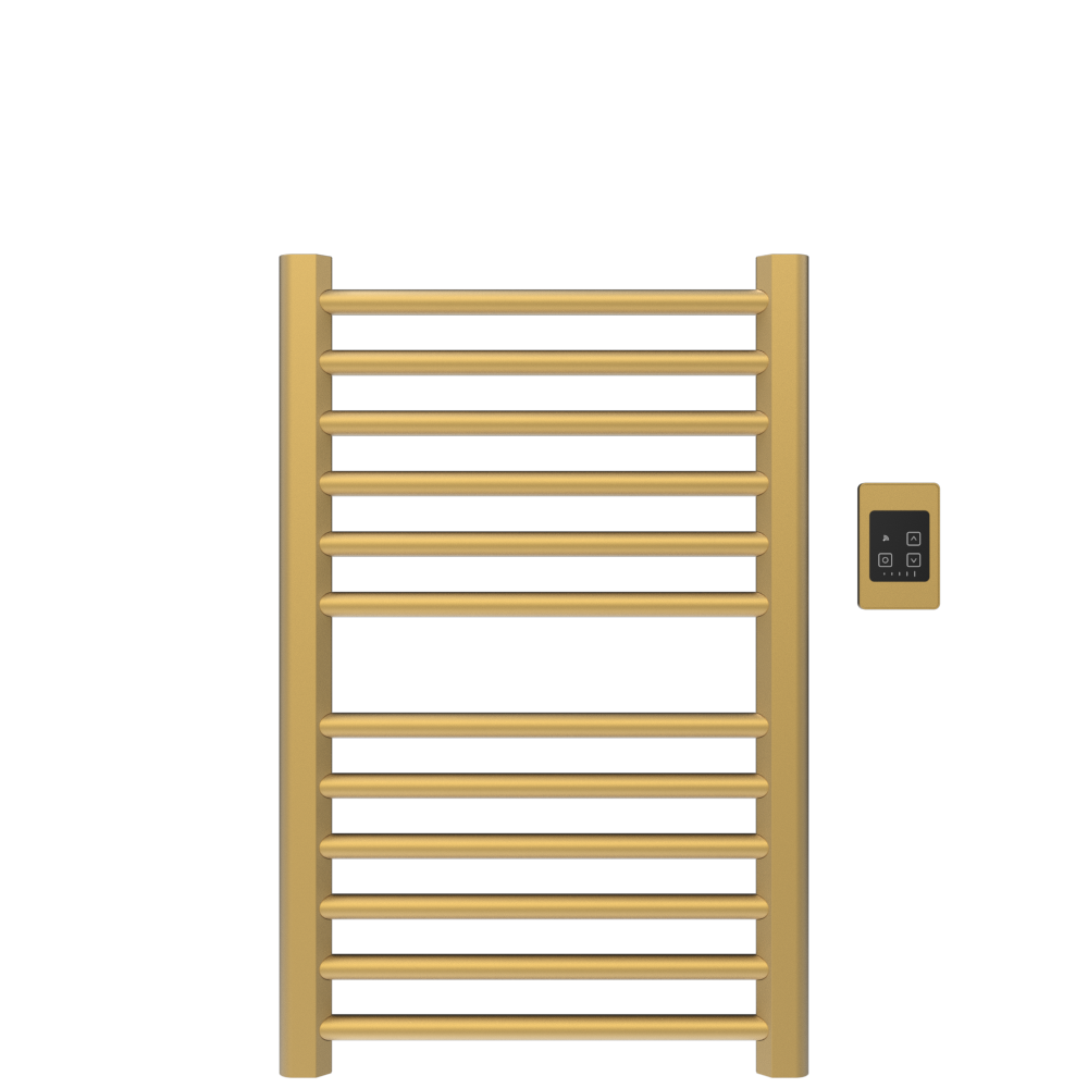Amba Products S2132SB Sirio 12-Bar Hardwired Towel Warmer - 4 x 21.5 x 33.125 in. - Satin Brass Finish