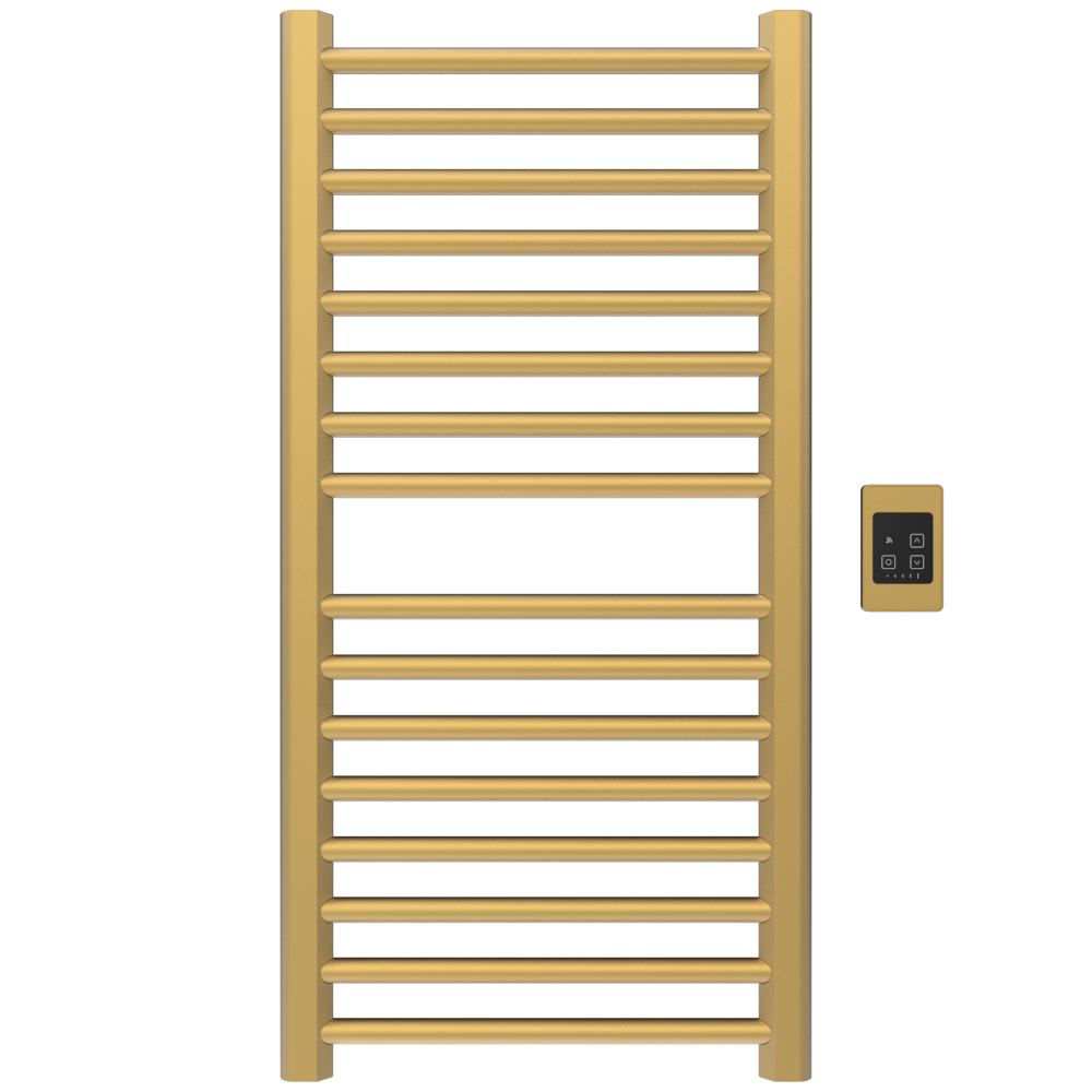 Amba Products S2142SB Sirio 16-Bar Hardwired Towel Warmer - 4 x 21.5 x 42.625 in. - Satin Brass Finish