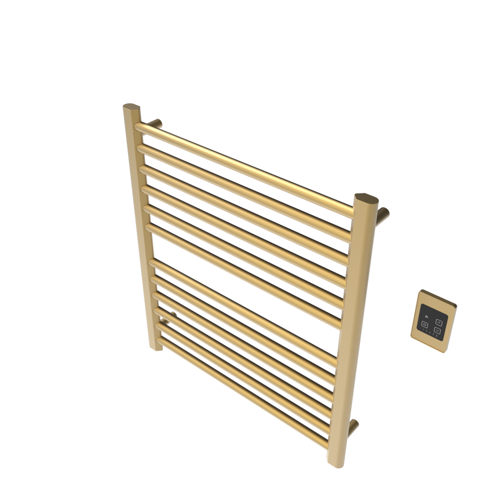 Amba Products S2932SB Sirio 12-Bar Hardwired Towel Warmer - 4 x 29.375 x 33.125 in. - Satin Brass Finish