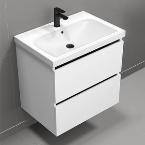 Wall Mounted Bathroom Vanity, Modern, 26", Glossy White