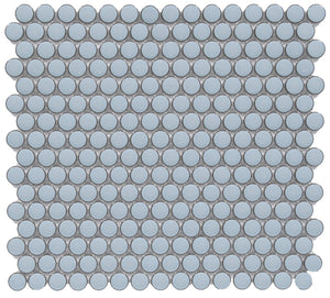 Roca Tile Usa Inc United States Ceramic Tile Cc Mosaics Plus+ Ii Bright Sky Blue Penny Round Porcelain Mosaics. Ufcc124-12Mt 1 Sheet = 1 Sq. Ft.