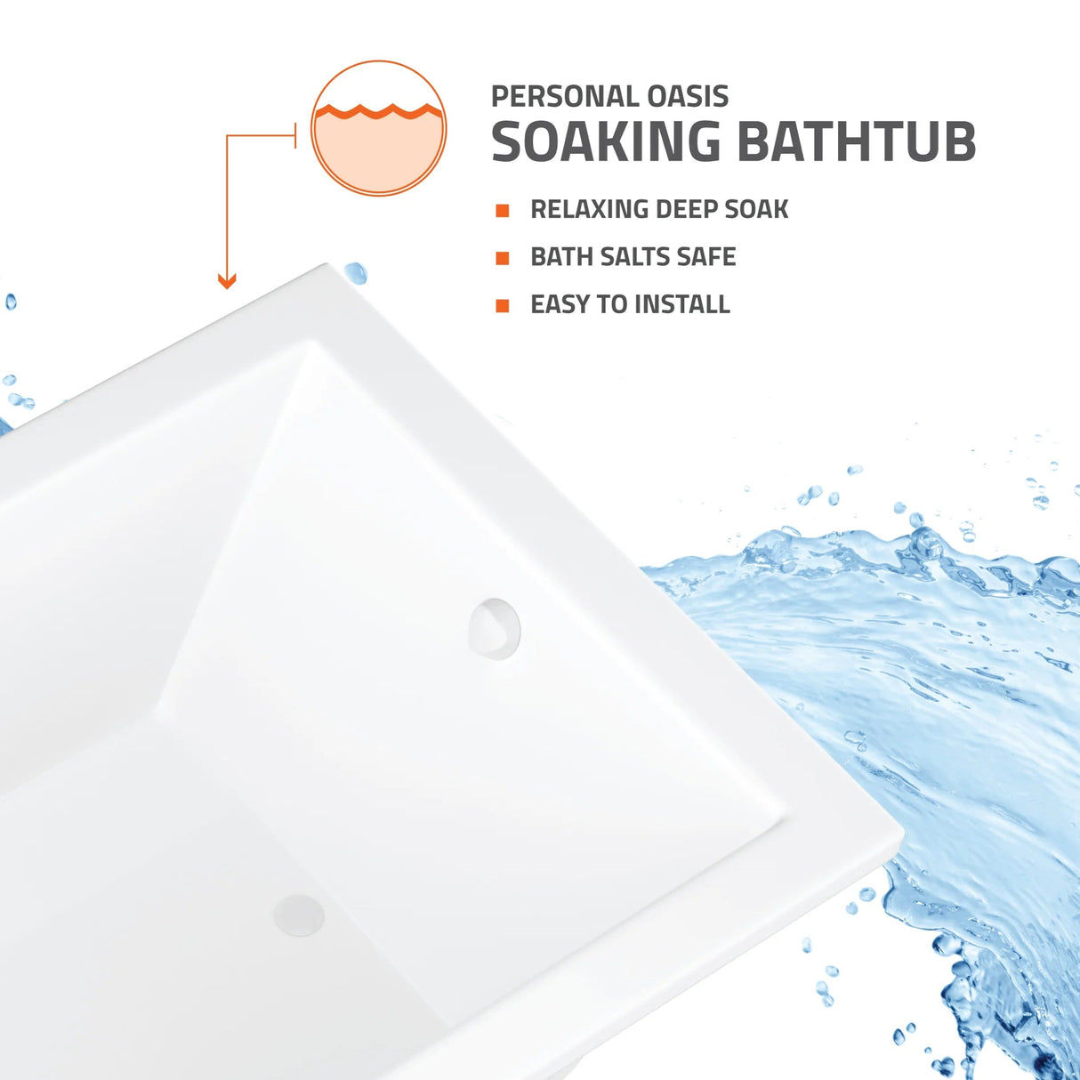 New England Home Goods Roxbury 36 x 66 Freestanding Soaker Bathtub