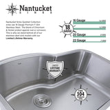 Nantucket Sinks' NS2522-8 - 25 Inch Small Rectangle Single Bowl Self Rimming Stainless Steel Drop In Kitchen Sink, 18 Gauge