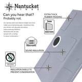 Nantucket Sinks MOBYXL-16 Single Bowl Oblong Undermount Stainless Steel Kitchen Sink, 16 Gauge