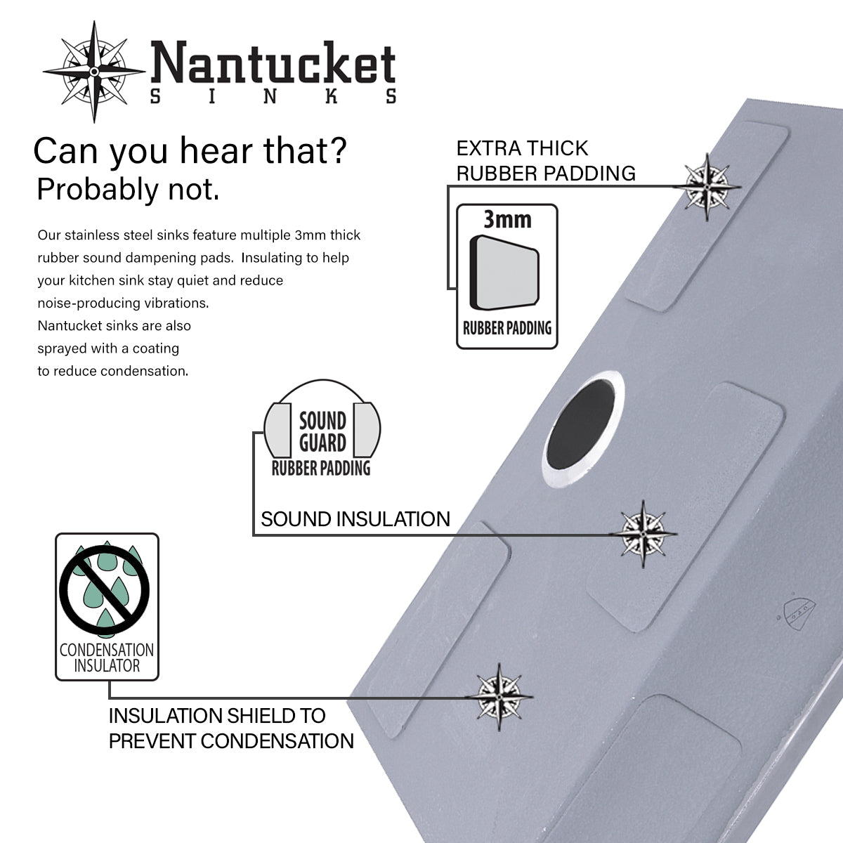 Nantucket Sinks' NS3018-9-16  30 Inch Large Rectangle Single Bowl Undermount Stainless Steel Kitchen Sink, 9 Inches Deep