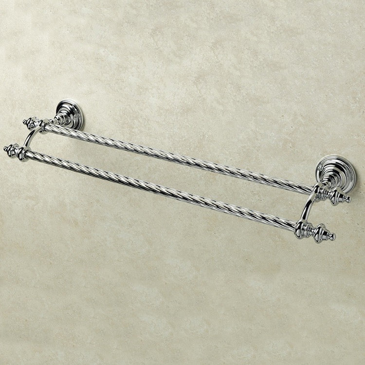 Double Towel Bar, 24 Inch, Classic-Style, Brass