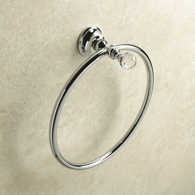 Chrome Towel Ring with Crystal