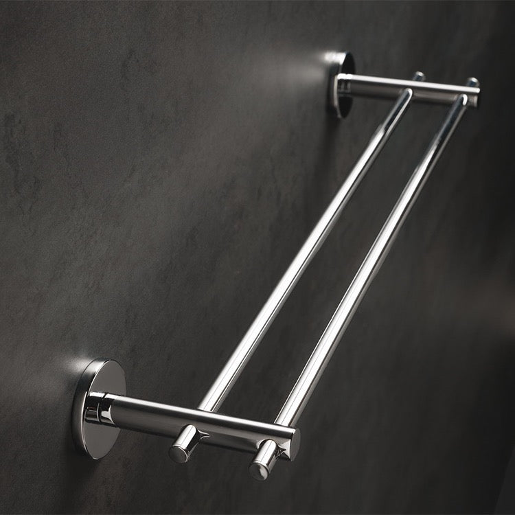 Double Towel Bar, Chrome, 18 Inch, Made in Brass