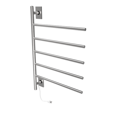 Amba Products SB5-B Swivel Bar Hardwired & Plug-in Combo Towel Warmer with 5 Bars - 4.438 x 24.563 x 34.625 in. - Brushed Finish