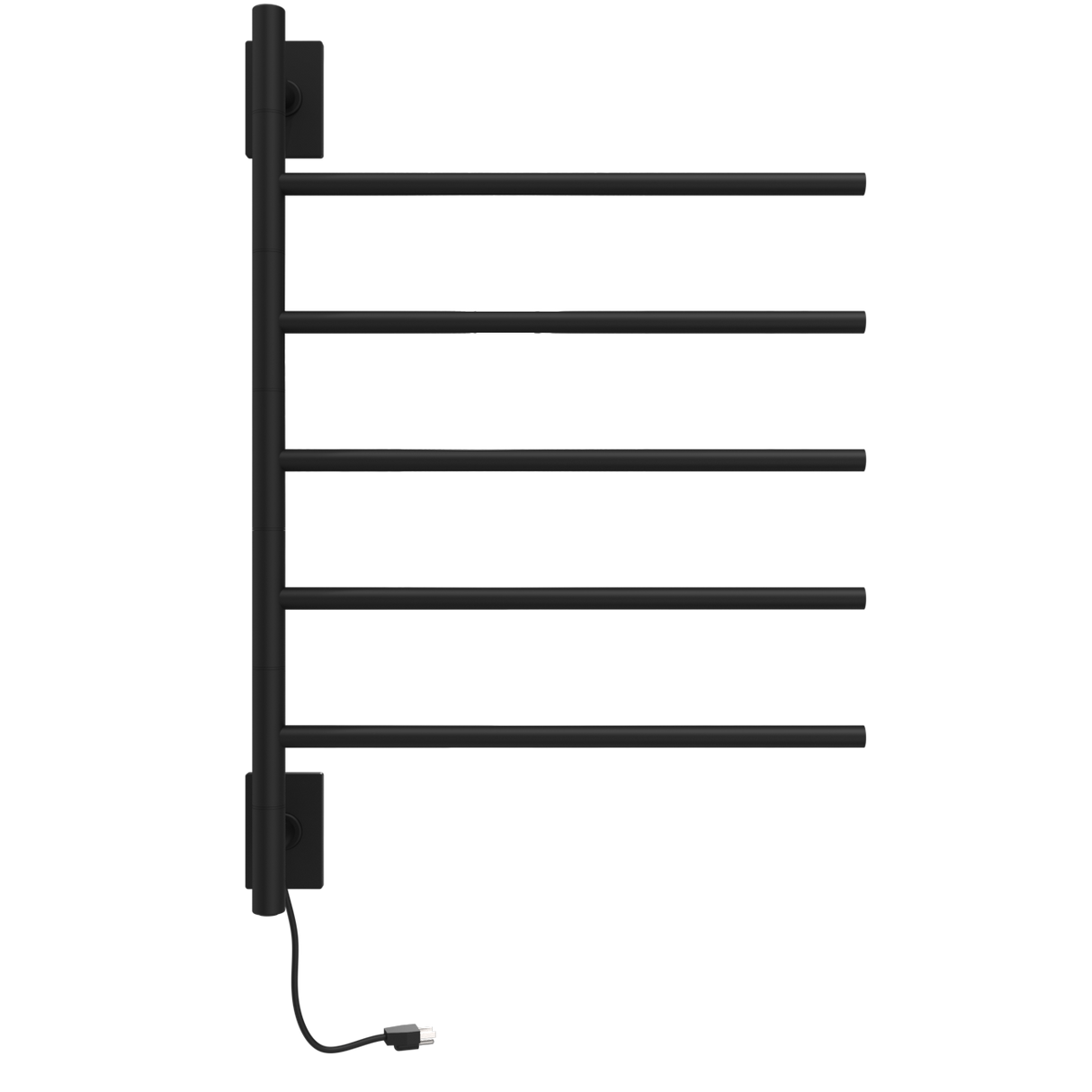 Amba Products SB5-MB Swivel Bar Hardwired & Plug-in Combo Towel Warmer with 5 Bars - 4.438 x 24.563 x 34.625 in. - Matte Black Finish