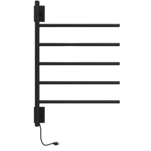 Amba Products SB5-MB Swivel Bar Hardwired & Plug-in Combo Towel Warmer with 5 Bars - 4.438 x 24.563 x 34.625 in. - Matte Black Finish