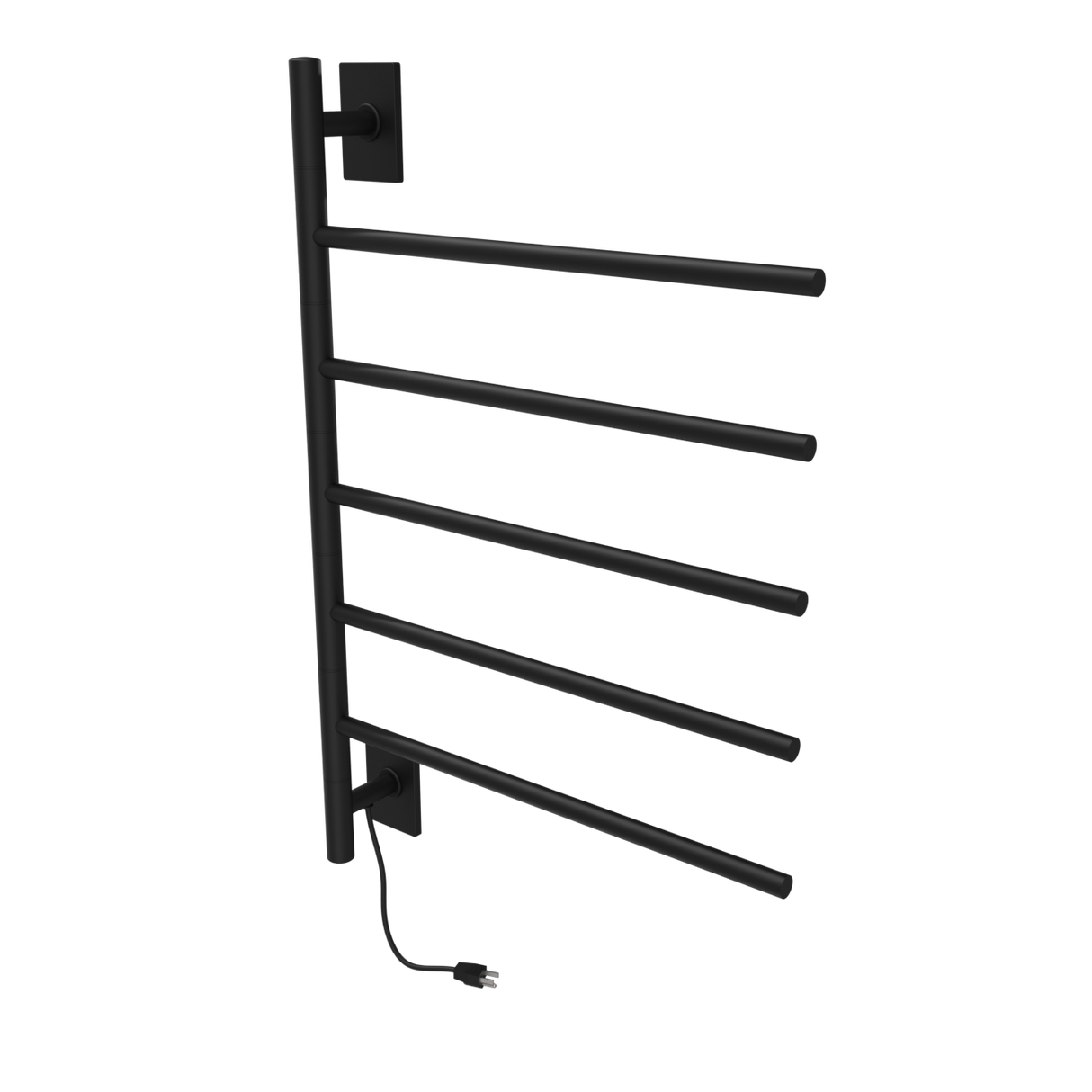 Amba Products SB5-MB Swivel Bar Hardwired & Plug-in Combo Towel Warmer with 5 Bars - 4.438 x 24.563 x 34.625 in. - Matte Black Finish