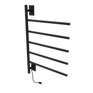 Amba Products SB5-MB Swivel Bar Hardwired & Plug-in Combo Towel Warmer with 5 Bars - 4.438 x 24.563 x 34.625 in. - Matte Black Finish