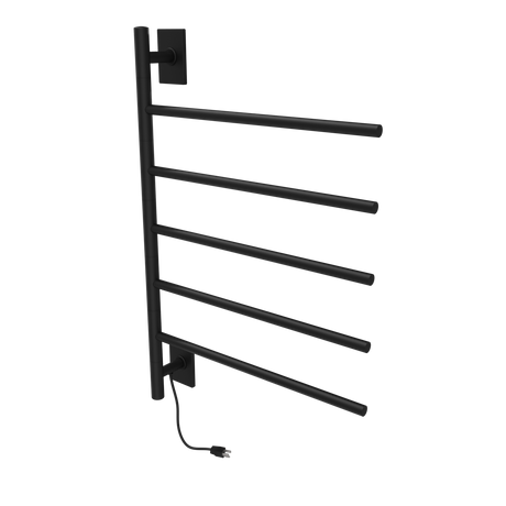 Amba Products SB5-MB Swivel Bar Hardwired & Plug-in Combo Towel Warmer with 5 Bars - 4.438 x 24.563 x 34.625 in. - Matte Black Finish