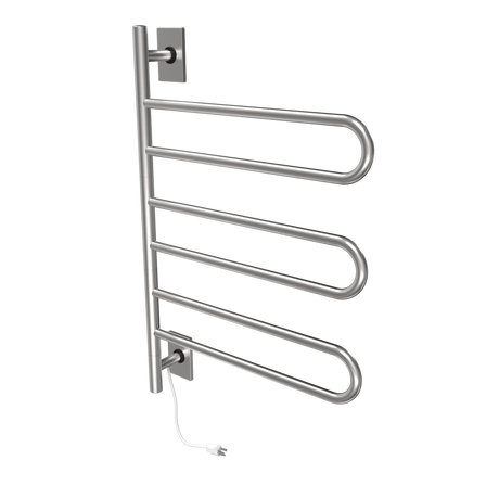 Amba Products SL3-B Swivel Loop Hardwired & Plug-in Combo Towel Warmer with 3 Looped Bars - 4.438 x 24.563 x 34.625 in. - Brushed Finish
