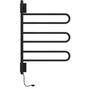 Amba Products SL3-MB Swivel Loop Hardwired & Plug-in Combo Towel Warmer with 3 Looped Bars - 4.438 x 24.563 x 34.625 in. - Matte Black Finish